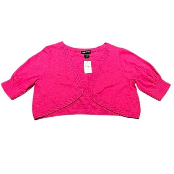 Lane Bryant Open Front Short Sleeve Hot Pink Cardigan, Size 14/16, NWT - Picture 1 of 8